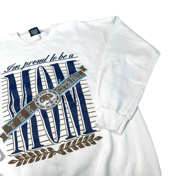 Vintage Jansport The Citadel Mom Sweatshirt White Made in USA Military Academy L - Picture 4 of 7